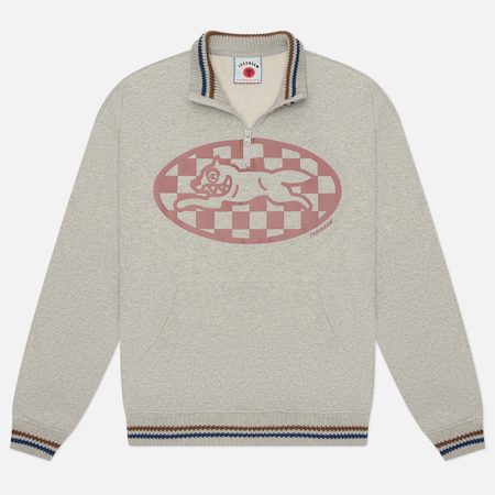 Мужская толстовка ICECREAM Checker Running Dog Quarter Zip, цвет серый