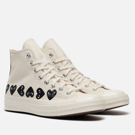Кеды Converse x Comme des Garcons Play Chuck 70 Multi Heart Hi, цвет бежевый