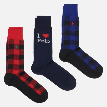 Комплект носков Polo Ralph Lauren I Love Polo Crew Gift Box 3-Pack, цвет комбинированный