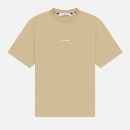 Мужская футболка Stone Island Combed Organic Cotton Jersey Logo Printed, цвет бежевый