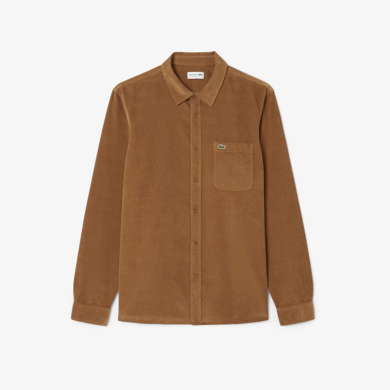 Мужская хлопковая велюровая рубашка Lacoste стандартного кроя 4