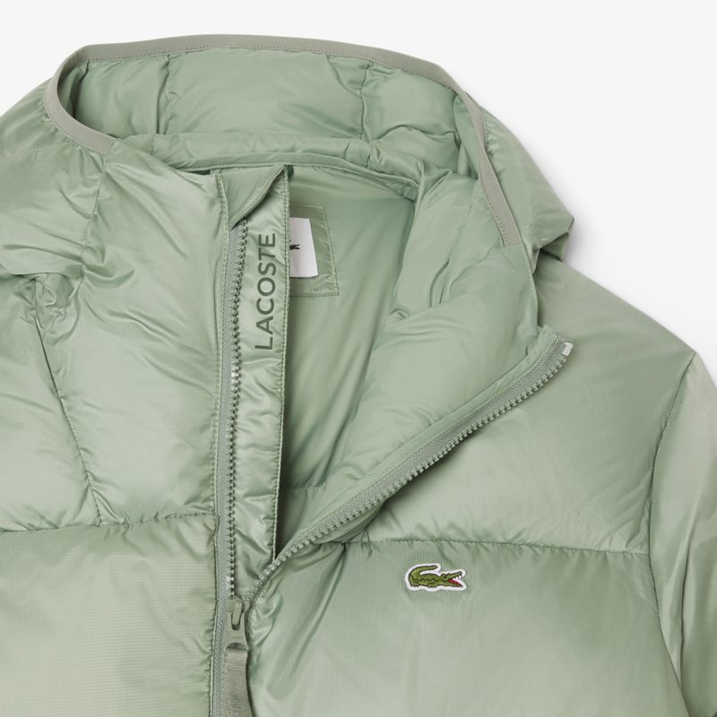 Мужской короткий влагоотталкивающий и ветроустойчивый пуховик Lacoste с капюшоном 5
