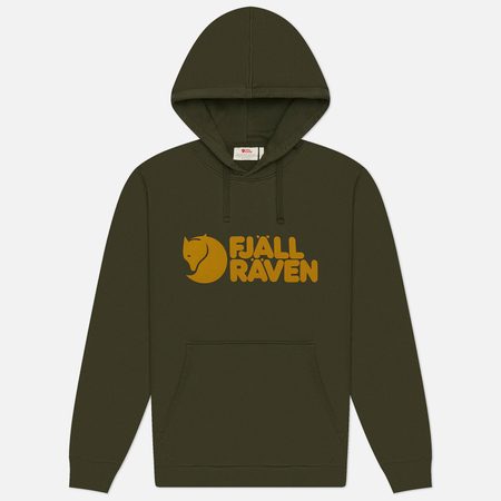 Мужская толстовка Fjallraven Logo Hoodie, цвет оливковый