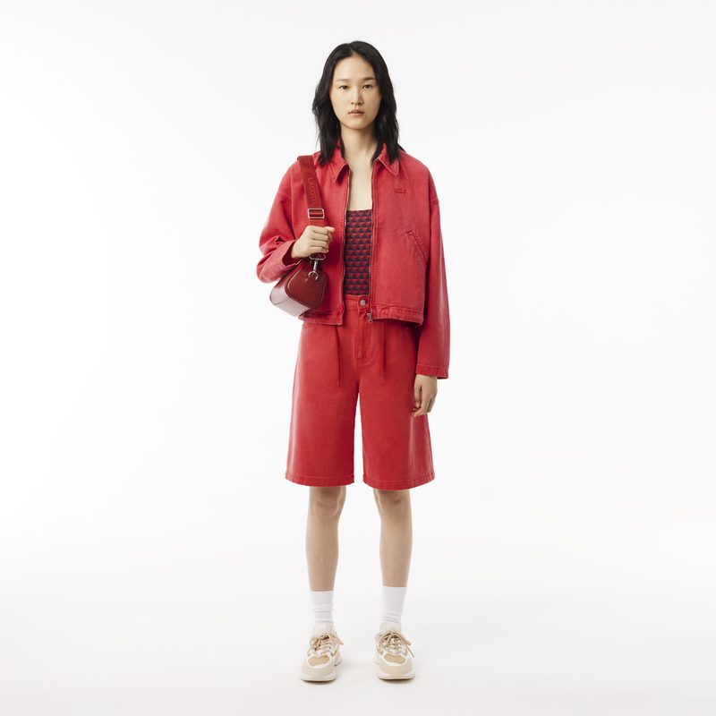 Женская джинсовая куртка Lacoste свободного кроя 4