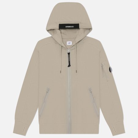Мужская толстовка C.P. Company Dioganal Raised Fleece Lens Full-Zip Hoodie, цвет серый