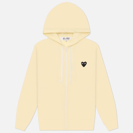 Мужская толстовка Comme des Garcons Play Black Emblem Zip Hoodie, цвет бежевый