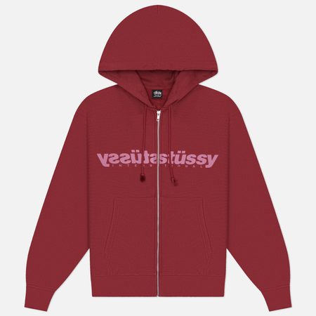 Мужская толстовка Stussy Mirror Zip Hoodie, цвет бордовый