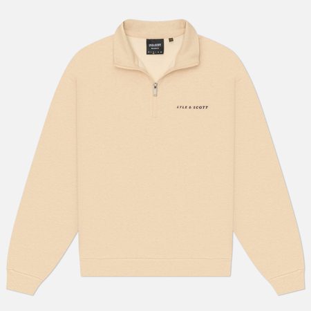 Мужская толстовка Lyle & Scott Script Heavyweight Loopback Quarter Zip, цвет бежевый