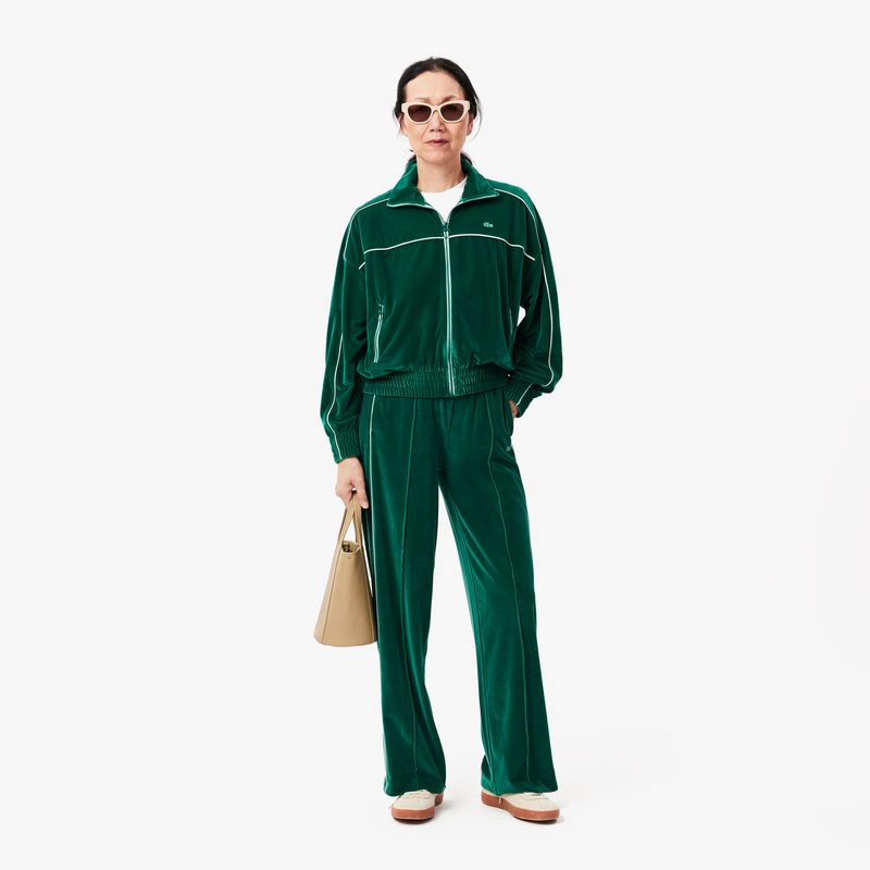 Женская велюровая толстовка Lacoste оверсайз на молнии 4
