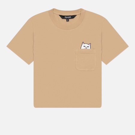 Женская футболка RIPNDIP Lord Nermal Cropped Pocket, цвет бежевый