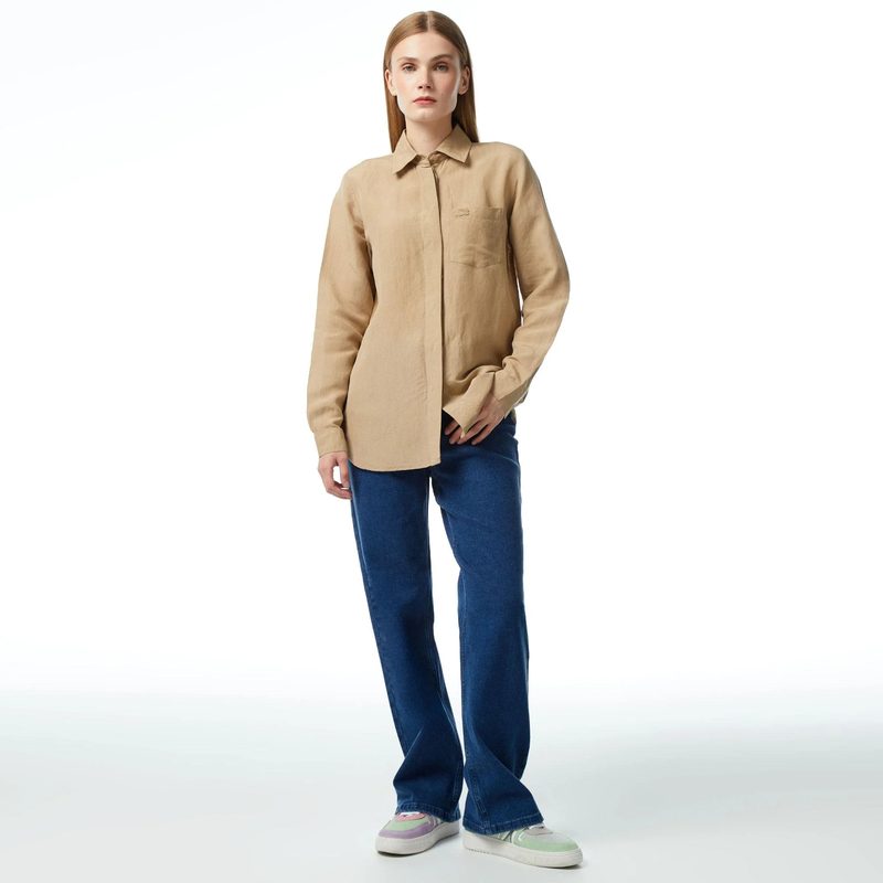 Женская лёгкая рубашка Lacoste из льна 4