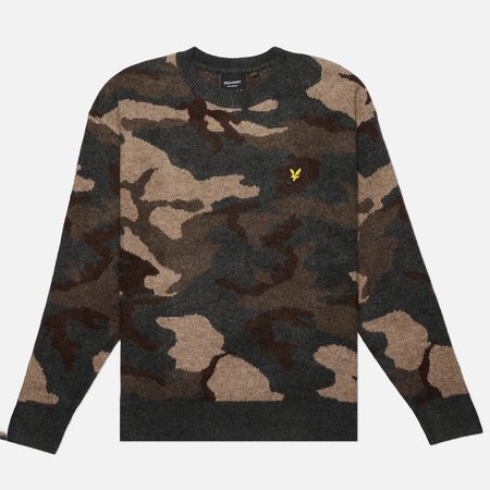 Мужской свитер Lyle & Scott Brushed Camouflage Crew Neck Jumper, цвет чёрный