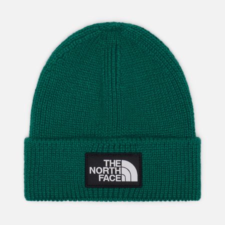 Шапка The North Face TNF Logo Box Cuffed Recycled, цвет зелёный