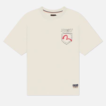 Мужская футболка Evisu Heritage Hand-Drawn Fortune Cat Printed, цвет бежевый
