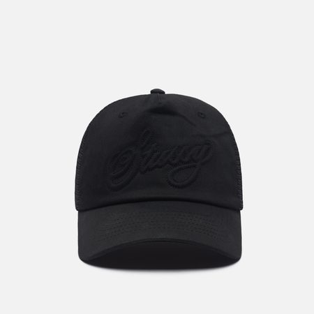 Кепка Stussy Waxed Trucker Cursive Stitch Snapback, цвет чёрный