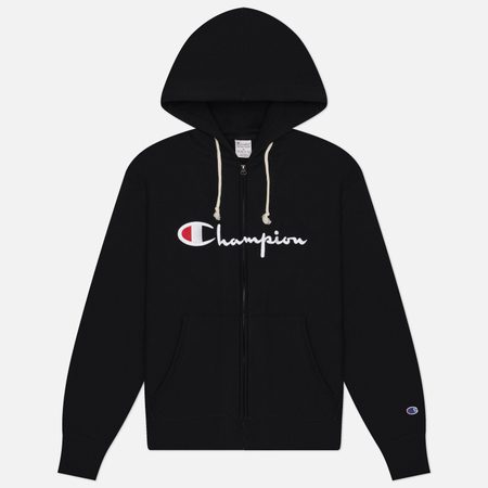 Мужская толстовка Champion Reverse Weave Pinnacle Full Zip Hoodie Relax Fit, цвет чёрный