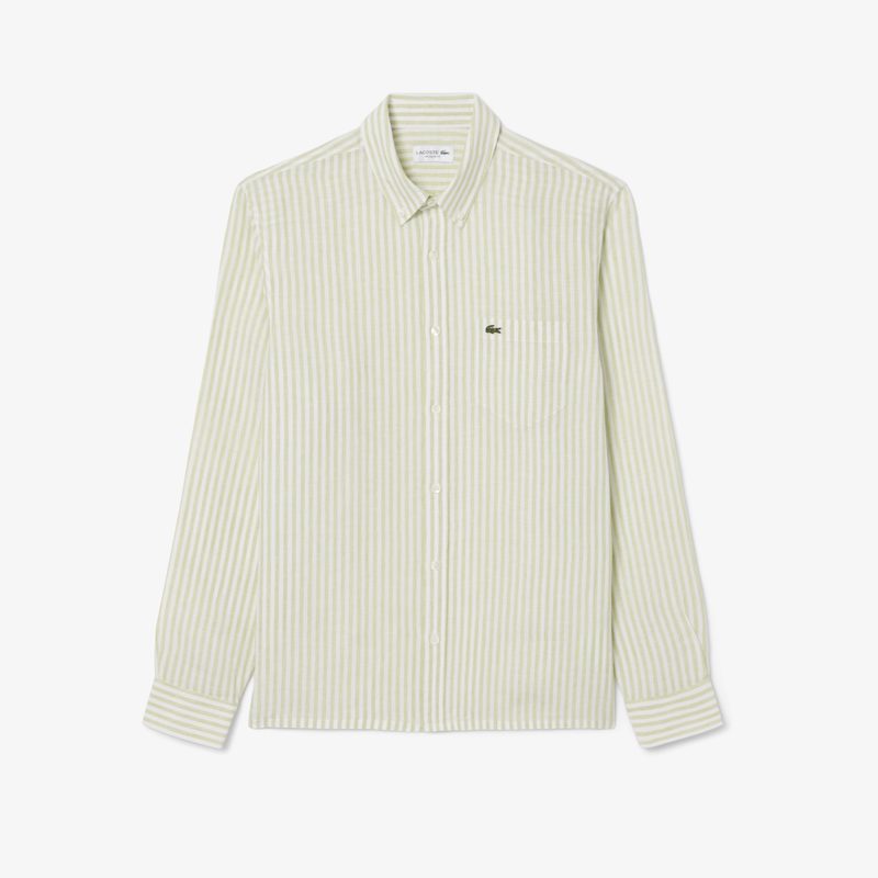 Мужская льняная рубашка Lacoste в полоску 4