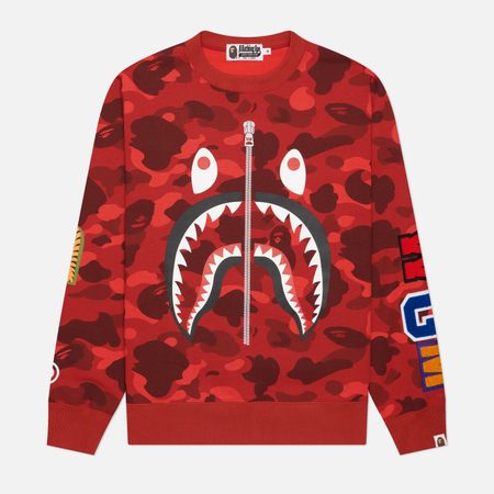 Мужская толстовка A Bathing Ape Color Camo Shark Crewneck, цвет красный