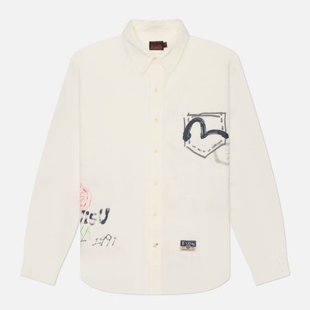 Мужская рубашка Evisu Heritage Oxford With Hand-Drawn Print, цвет белый