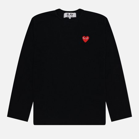 Мужской свитер Comme des Garcons Play Red Emblem Crew Neck, цвет чёрный