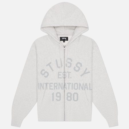 Мужская толстовка Stussy Established Zip Hoodie, цвет серый
