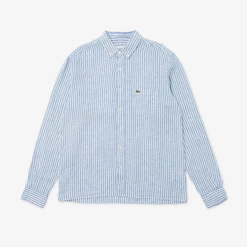 Мужская льняная рубашка Lacoste в полоску 5