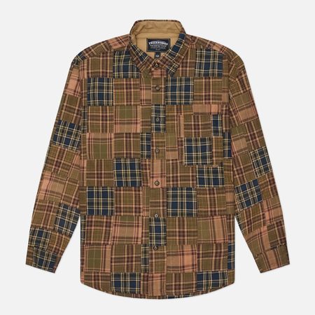 Мужская рубашка FrizmWORKS Madras Patchwork Relaxed, цвет коричневый