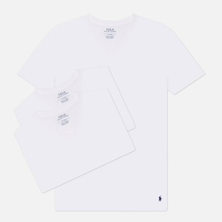 Комплект мужских футболок Polo Ralph Lauren V-Neck 3-Pack, цвет белый