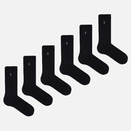 Комплект носков Polo Ralph Lauren Athletic Cotton Blend 6-Pack, цвет чёрный