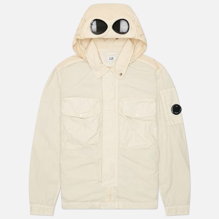 Мужская рубашка C.P. Company Flatt Nylon Mixed Goggle Overshirt, цвет бежевый
