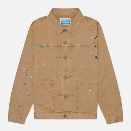 Мужская куртка ветровка Liberaiders Garment Dyed Trucker, цвет бежевый