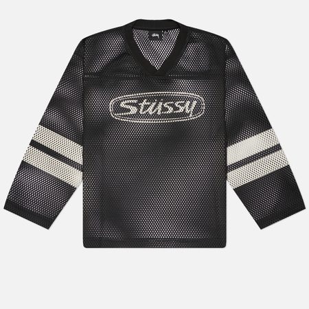Мужской лонгслив Stussy Trucker Team Jersey, цвет чёрный