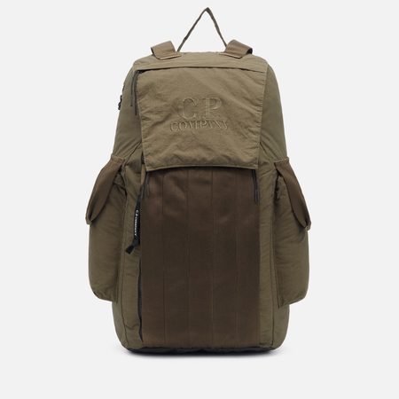 Рюкзак C.P. Company Plain Paper Touch Mixed Embroidered Logo, цвет оливковый