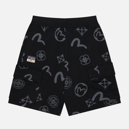 Мужские шорты Evisu Heritage Dip Dye Effect All Over Print Manogram Woven, цвет серый