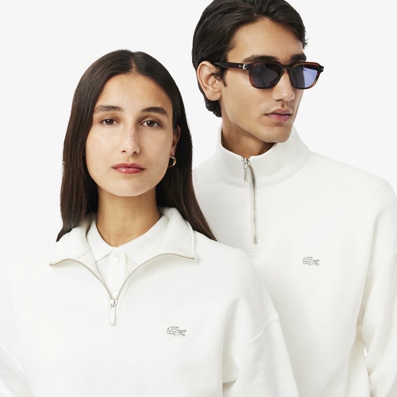 Хлопковый свитшот Lacoste унисекс свободного кроя из плотного флиса с застежкой-молнией на воротнике 5