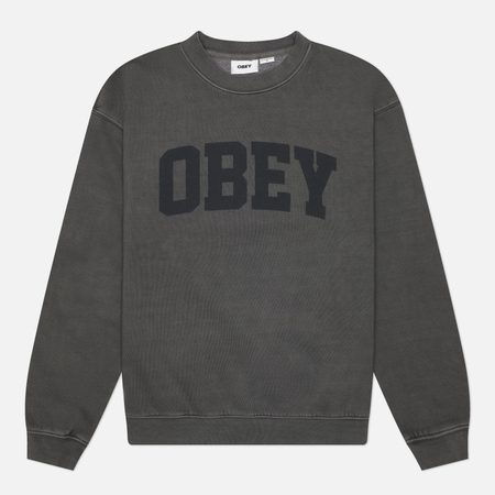 Мужская толстовка OBEY Collegiate Pigment Crewneck, цвет чёрный