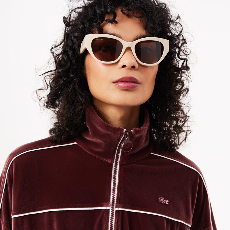 Женская велюровая толстовка Lacoste оверсайз на молнии 3