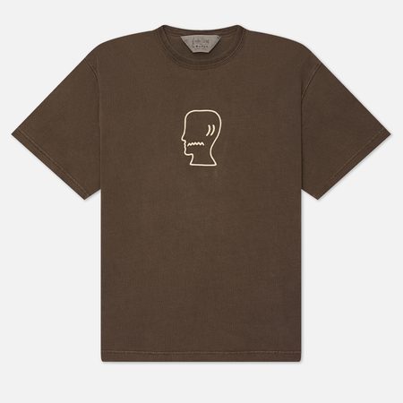 Мужская футболка Brain Dead Heavyweight 3D Embroidery Logohead, цвет коричневый
