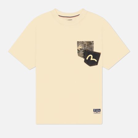Мужская футболка Evisu Heritage Brocade Patch Pocket, цвет бежевый