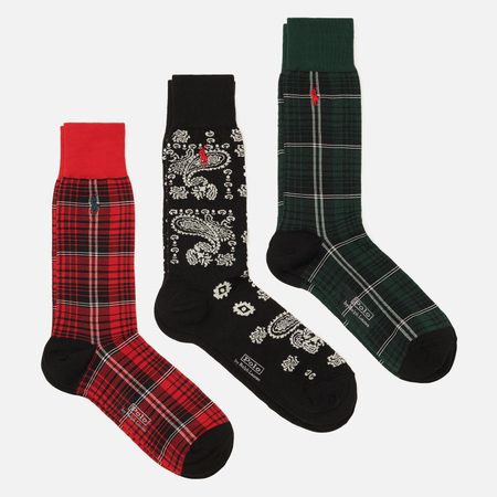Комплект носков Polo Ralph Lauren Bandanna & Plaid Gift Box 3-Pack, цвет комбинированный