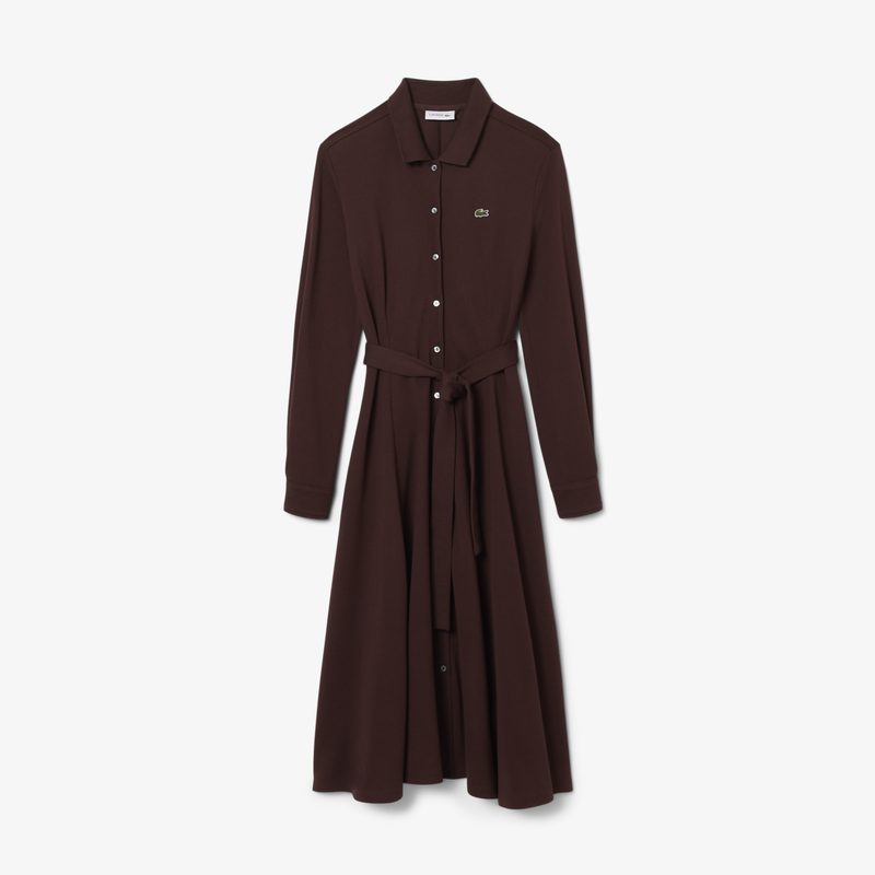 Длинное платье-поло Lacoste с длинным рукавом 4