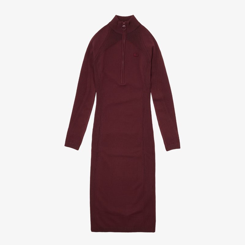 Женское облегающее длинное платье Lacoste на молнии с длинным рукавом 4
