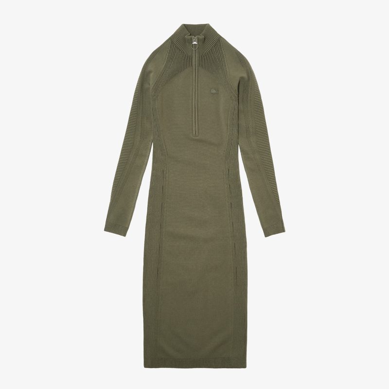 Женское облегающее длинное платье Lacoste на молнии с длинным рукавом 4