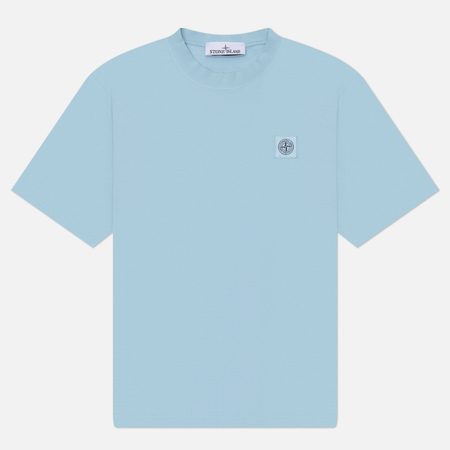 Мужская футболка Stone Island Combed Organic Cotton Jersey Compass Patch, цвет голубой