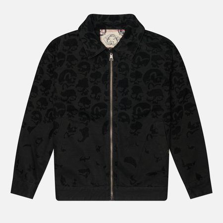 Мужская джинсовая куртка Evisu Heritage Skull Flocking Denim, цвет чёрный