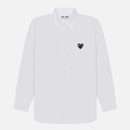 Мужская рубашка Comme des Garcons Play Black Heart Emblem, цвет белый