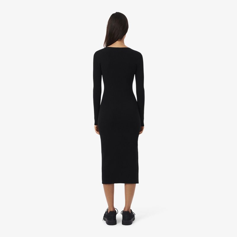 Длинное бесшовное платье Lacoste с боковым вырезом и длинным рукавом 2