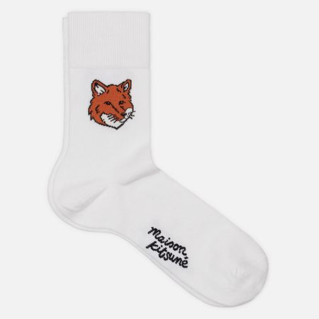 Носки Maison Kitsune Fox Head FW25, цвет белый