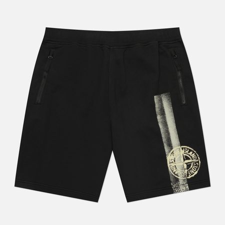 Мужские шорты Stone Island Stripes Three Print Loose, цвет чёрный