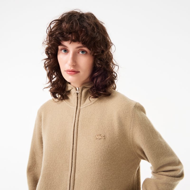 Женский шерстяной свитер-толстовка Lacoste на молнии с капюшоном 3